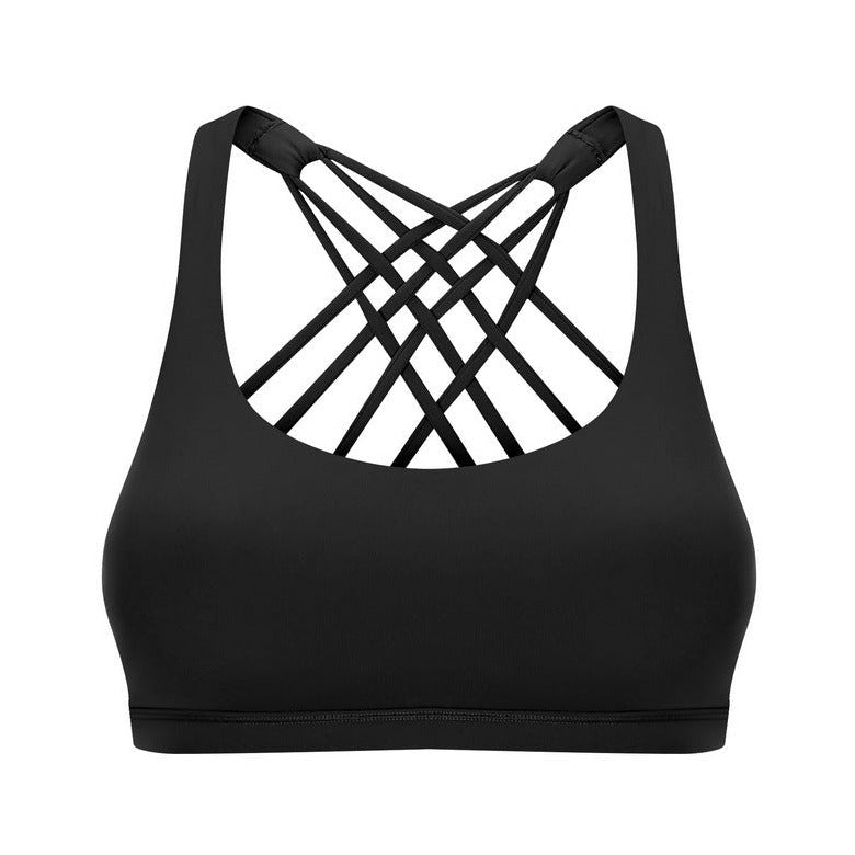 Black Multi-Cross Back Sports Bra