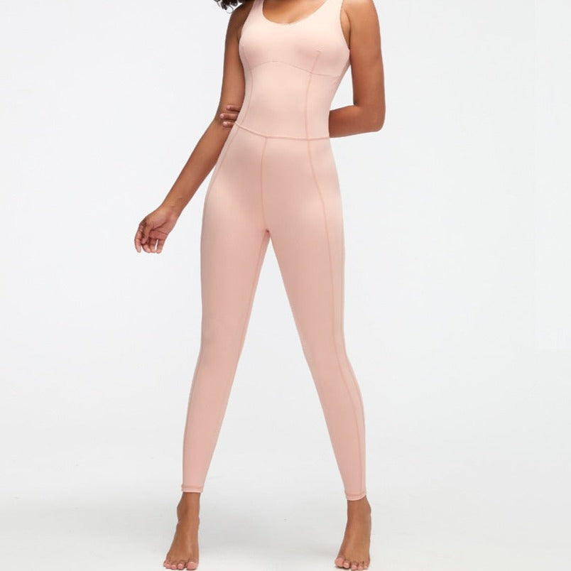 Powder Pink Single Cross Jumpsuit